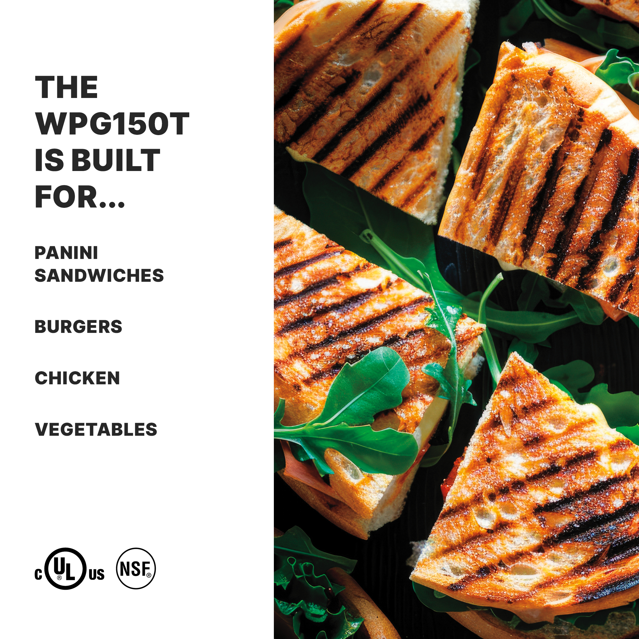 Ribbed Panini Grill with Timer, 9.75" x 9.25"
